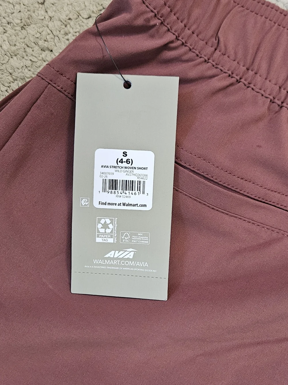 Avia Women's Dusty Rose Athletic Shorts with Elastic Waist Size Small NWT